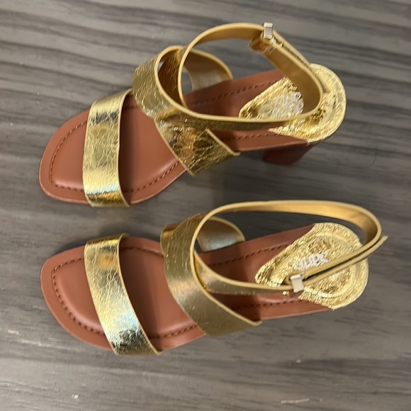 FRANCO SARTO GOLD STRAPPY CHUNKY HEELS 6 - Picture 3 of 16